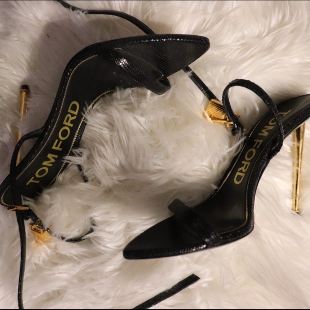 Tom Ford black Padlocked heel sandals size US 9.5
